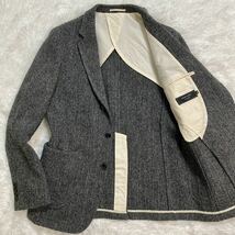 BEAMS ビームスHarris Tweed ハリスツイード テーラード ジャケット ウール ヘリンボーン グレー 希少XLサイズ 【極上の高級感】◎極美品_画像5