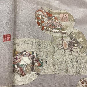 着物月花　松尾光琳　刺繍　金彩　百人一首　色留袖　未使用品　正絹　共八掛　三つ紋　ki970