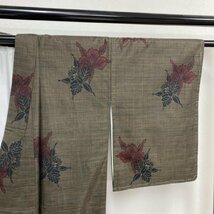 着物月花　艶やかな花　本場大島紬　未使用品　正絹　伝統工芸品　バチ衿　ki1021_画像6