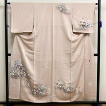 着物月花　作家物　友禅　刺繍　品のある花　訪問着　未使用品　正絹　共八掛　一つ紋　ki1024_画像3