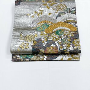 着物月花 引箔 煌びやかな花 袋帯 六通柄 正絹 金糸 ob1177の画像2