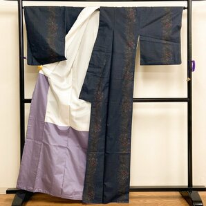 着物月花 一元式 ５マルキ 品のある花 本場大島紬 正絹 伝統工芸品 ki1154の画像5