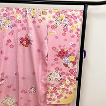 着物月花　刺繍　ぼかし染　可憐な花束　振袖　正絹　ki1155_画像4