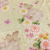 着物月花　刺繍　可憐な花　振袖　正絹　金糸　ki1157_画像9