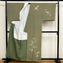 着物月花　金彩工芸作家　堀省平　金彩　品のある花　訪問着　未使用品　正絹　浜ちりめん　ki1124_画像4