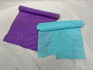 【JX14】反物　2点　紫色　水色　切り残り　着物　仕立て　和裁　和服　和装　ハンドメイド　リメイク　材料　生地　素材