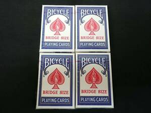 【G90】BICYCLE　BRIDGE SIZE　PLAYING CARDS　4点セット　青　未開封　レア　デック　トランプ　カード　マジック　手品