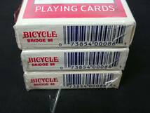 【G130】BICYCLE　BRIDGE SIZE　PLAYING CARDS　3点セット　赤　未開封　レア　デック　トランプ　カード　マジック　手品_画像4