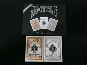 【G258】BICYCLE　RIDER BACK　ゴールド&シルバー　POKER 808　OHIO　2点セット　未開封　レア　デック　トランプ　カード　マジック　手品