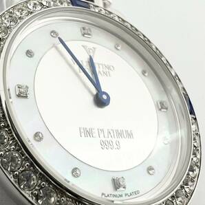 15378/ VALENTINO DOMANI VD-2038 FINE PLATINUM 999.9 プラチナ バレンチノドマーニ ウォッチ 石付き シェル文字盤 銀 シルバー 腕時計の画像1