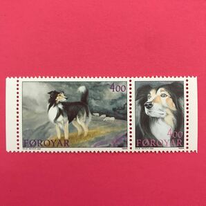 外国未使用切手★フェロー諸島 1994年 シープドッグ 2種の画像1