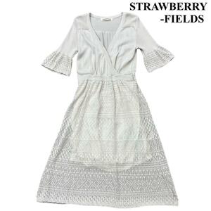 STRAWBERRY-FIELDS ストロベリーフィールズ ロングワンピース レース ピンクベージュ カシュクール 裏地あり レディース フリーサイズ