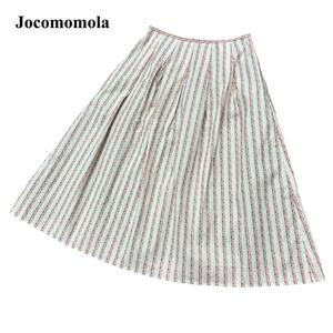 JOCOMOMOLA ホコモモラ ロングスカート ストライプ 総柄 ピンクベージュ レディース 38 Mサイズ