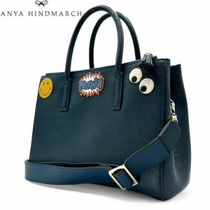 希少■美品■ ANYA HINDMARCH アニヤハインドマーチ トートバッグ 2WAY ショルダーバッグ PHWOAR スマイリー アイズ ワッペン パイソン