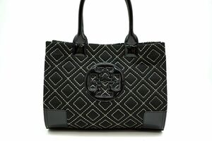 1円〜 トリーバーチ ショルダー ハンドバッグ トート エラ ロゴ キルティング パテントレザー キャンバス 黒 ブラック TORY BURCH 7863h