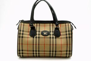 1円〜 バーバリー ヴィンテージ ハンドバッグ トート ボストン シャドーホース ノバチェック キャンバス 茶 ブラウン Burberry 7864h