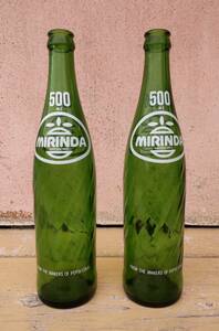 レトロ当時物■ミリンダ５００ml 緑瓶 ２本■ミリンダ最後のロゴ？■昭和レトロ アンティーク