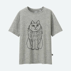 ラスト2点★ ユニクロ リサラーソン コラボ Tシャツ XLサイズ 猫 グレー 刺繍 北欧 スウェーデン 新品 完売