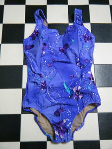 milla schon　女性水着ワンピース　サイズ11L　D5672　青紫花柄　全体にネット　ミラショーン