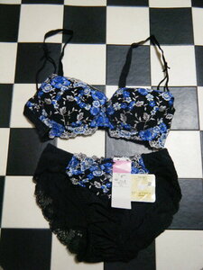 THEORIA bra * shorts size C75*M D5689 unused tag attaching black blue white embroidery seo rear 