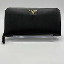 1円●美品●PRADA プラダ 長財布 ラウンドファスナー ジッピーウォレット サフィアーノレザー 本革 ブラック 黒 メンズ 男女兼用 ロゴ_画像2