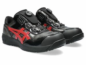 【新品】28cmアシックス 安全靴 ウィンジョブ CP306 BOA BLK EDITION 3E相当 【限定色】人気カラー：ブラック×クランベリー (蛇柄)