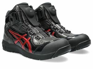 【新品】27cm アシックス 安全靴 ウィンジョブ CP304 BOA BLK EDITION 3E相当 【限定色】人気カラー：ブラック×クランベリー(蛇柄)