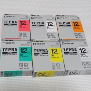 【テプラテープ】12mm　6本・6種　TEPRA TAPE CARTRIDGE　新品・未使用品　即決