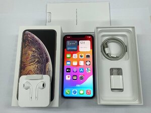 ジャンク美品　SIMフリー　iPhone XS Max　64GB　ゴールド　新品大容量バッテリー：100％　判定○　箱付属品完備　管理番号：2-9