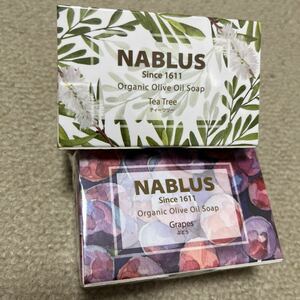 2点 ナーブルスソープ ティーツリー ぶどう 洗顔 ボディー洗浄 無添加 オーガニック石鹸 NABLUS SOAP パレスチナ製