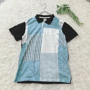 5512【グラニフ】パッチワークデザインシャツ（M）ポロシャツ 半袖トップス カジュアル