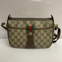 営MK32-60B GUCCI グッチ GGスプリーム ショルダーバッグ シェリーライン 斜め掛け オールドグッチ 89・02・032_画像1