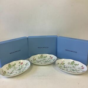 ◯営KU066-A5T80【埼玉発】WEDGWOOD ウェッジウッド W/W スウィートプラム オーバルディッシュ 3枚まとめ売り 約25cm×19.5cm 高さ約4cmの画像1