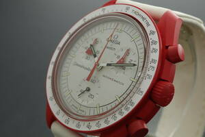 LVSP6-3-5 7T032-5 OMEGA オメガ スウォッチ 腕時計 S033R100 スピードマスター ムーンスウォッチ QZ 約28g メンズ レッド 付属品付 動作品