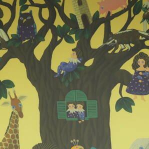 NJZB6-3-15 □ 小澤 摩純 絵画 BAOBAB TREE バオバブ ツリー PLF-1180 OS 動物 風景 絵 美術品 額縁 縦 約67cm 横 約64.5cm 中古の画像4