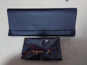  unused goods Agnes * beige Agnes B agnes b. black glasses .. attaching Logo glasses case glasses case sunglasses case black BK