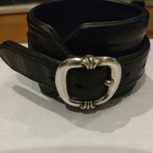  Chrome Hearts lock n roll leather wristband 