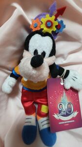 ディズニー、グーフィー、 ぬいぐるみ、マスコット、安全ピン付き、新品、タグ付き、20周年、Disney