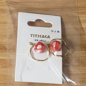 チチカカ フープシェルボールピアス オレンジ 未使用 ピアス