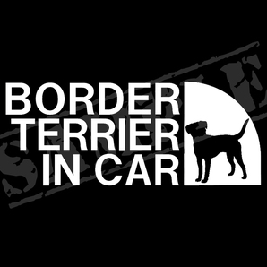 【追跡あり・ゆうパケット発送】　BORDER TERRIER　IN CAR パロディステッカー（ボーダーテリア）　7cm×17cm