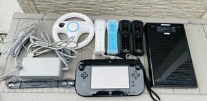 【10点セット】Nintendo 任天堂 WiiU WUP-101 32GB ハンドル RVL-024 コントローラーRVL-036 アダプター WUP-002 ゲーム機 本体 通電確認済