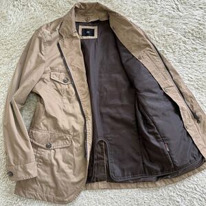 極美品!! 稀少50/XL!! 23区HOMME 23区オム テーラードジャケット ミリタリー ジップアップジャケット ライナー 本切羽 ベージュ メンズ