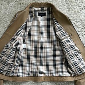 稀少Lサイズ!! 極美品 バーバリーブラックレーベル BURBERRY BLACK LABEL 羊革 ジャケット ブルゾン ノバチェック ラムレザー ベージュの画像2