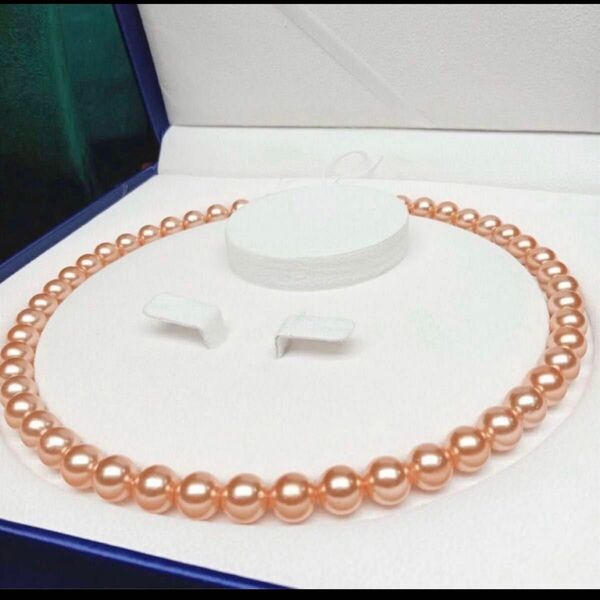 冠婚葬祭 ネックレス 花珠貝パール 定番 10mm 真珠 45cm 極希少なオレンジゴールド ホワイト jewelry ネックレス