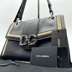 2062 現行付属品完備 極美品● Dolce&Gabbana D&G ドルチェアンドガッバーナ ショルダーバッグ AMORE アモーレ レザー ロゴ金具 肩掛け可