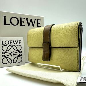 1991現行付属品完備 ● LOEWE ロエベ バーティカルウォレット 折り財布 コンパクトウォレット カードケース コイン アナグラム レザー 本革