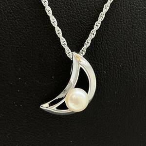 ▲美品【TASAKI 田崎真珠】ネックレス・ ペンダント・Silver・総重量約4.4g・真珠アクセサリー・ パール・月・ムーン・三日月