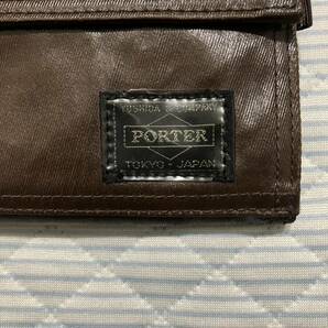 美品 PORTER ポーター 二つ折り財布 カードケース コインケース 小銭入れ ブラウン ウォレットの画像8
