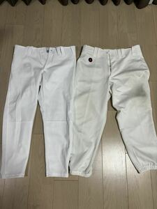 【中古】ユニフォームパンツ　白　2枚　ズボン　練習着　胴囲86,90 サイズO,XO
