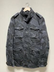 [1piu1uguale3] 定価72,600 113 CAMO SWEAT DENIM NEW WAVE M65 スウェットミリタリージャケット V カモフラ ウノピュウノワグーレトレ